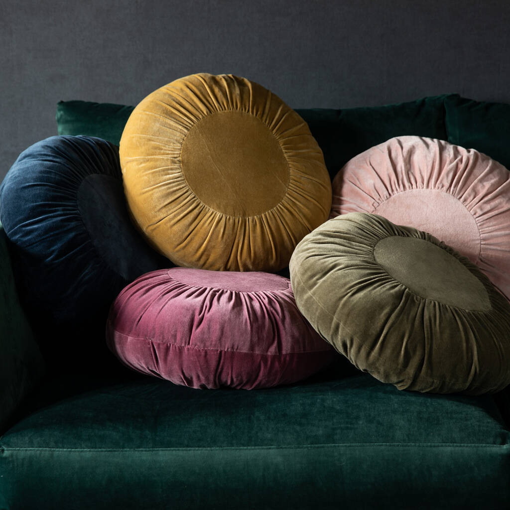 Chateau Rouched Round Velvet Cushion By Wallace Cotton ...