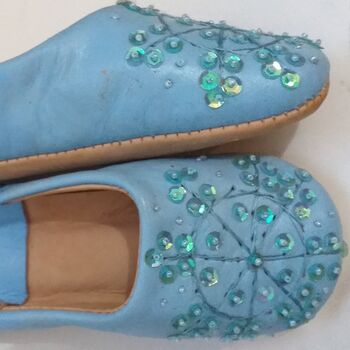 Girl's Handmade Leather Slippers With Sequins, 9 of 12