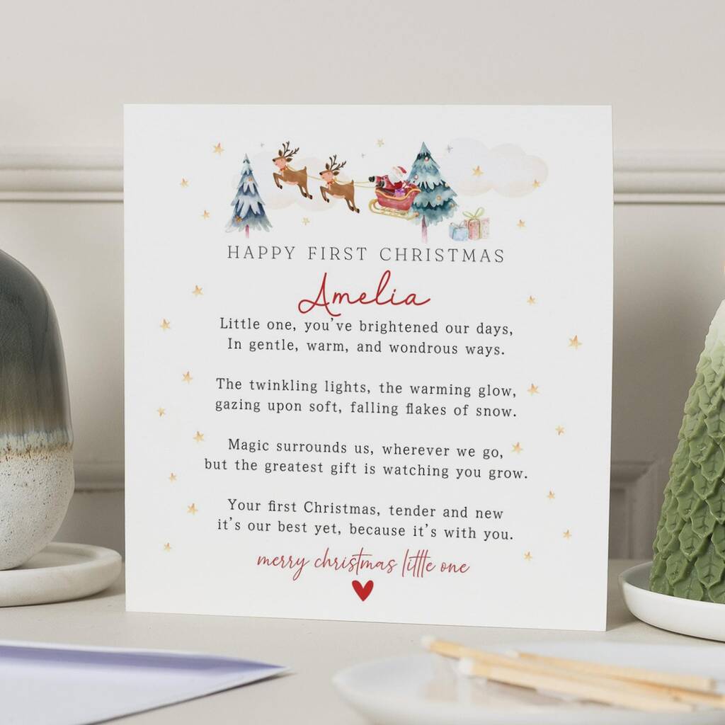 Personalised Daughter's First Christmas Reindeer Card, 1 of 7