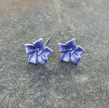 Periwinkle Blue Flower Mini Stud Earrings, 2 of 4