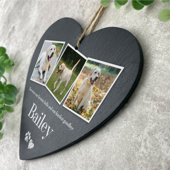Personalised Pet Photo Slate Hanging Heart Decoration 15 X 16cm, 4 of 8