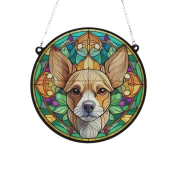 Chihuahua Fawn Stained Glass Effect Suncatcher, 3 of 3
