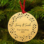 Personalised Couples First Christmas Star Tree Decoration Bauble, thumbnail 1 of 5