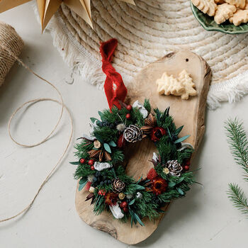 Red Scandi Dried Flower Christmas Wreath Bauble, 3 of 4