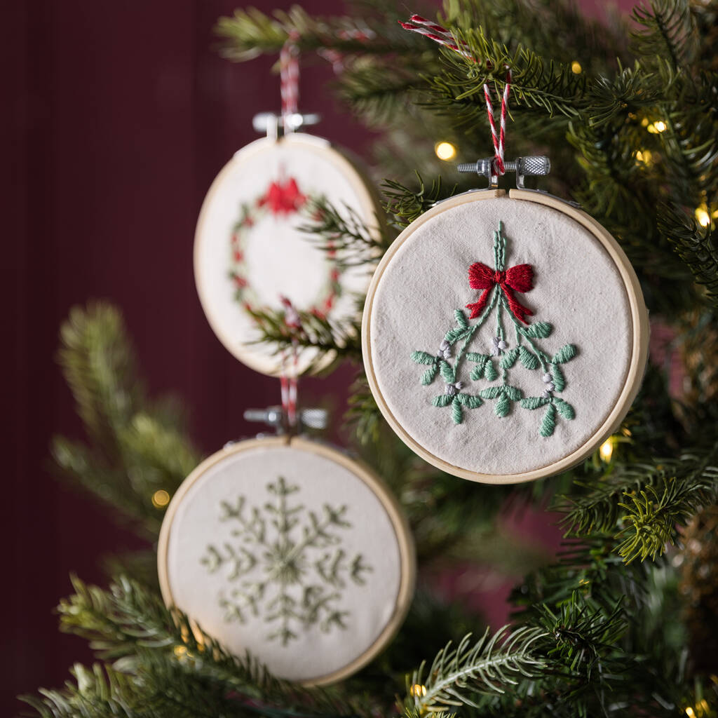 Make Your Own Christmas Decorations Embroidery Kit Set Of Three, 1 of 5