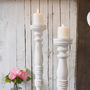 Tall White Wooden Candlestick Two Sizes, thumbnail 7 of 8
