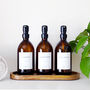 Set Of Three Amber Bathroom Bottles Choice Of Metal Pump Colour, thumbnail 3 of 11