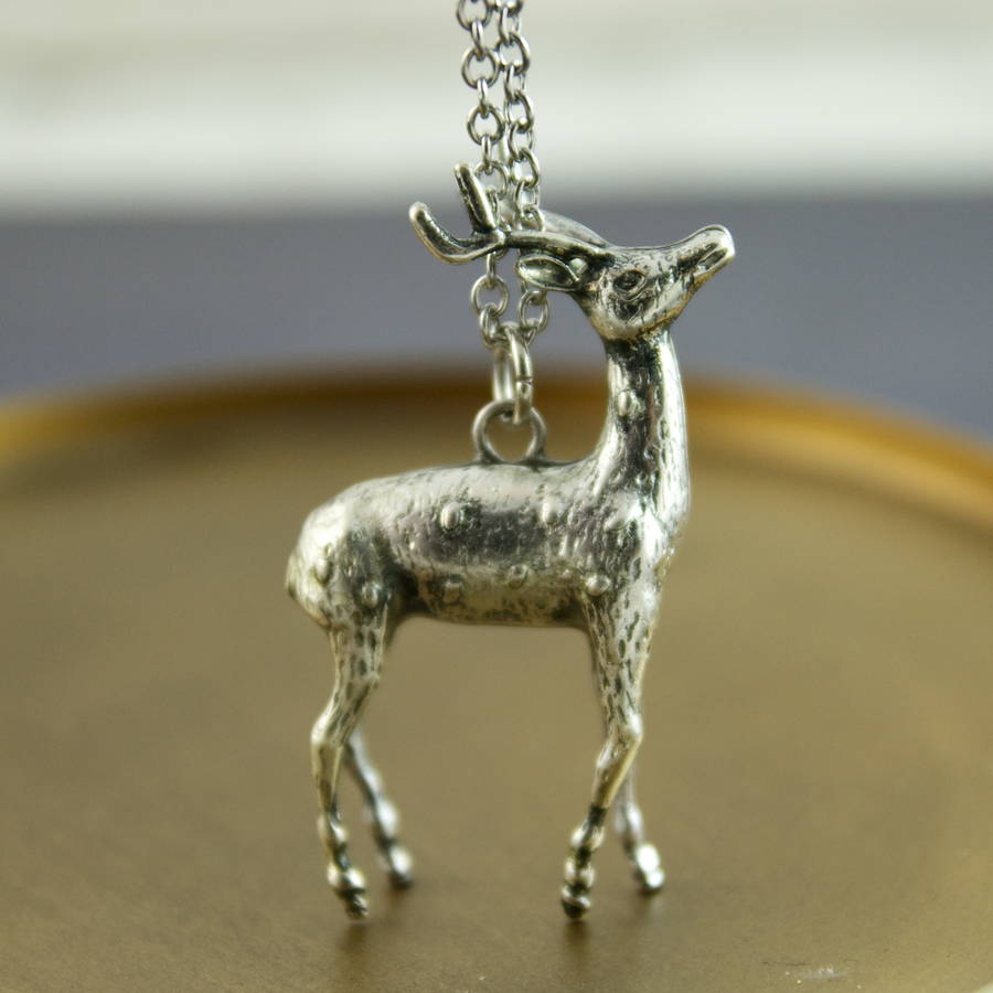 silver deer necklace by penny masquerade | notonthehighstreet.com