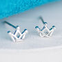 Sterling Silver Mini Crown Stud Earrings, thumbnail 3 of 6