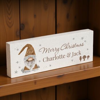 Personalised Christmas Gonk Wooden Mantel Decoration, 2 of 5