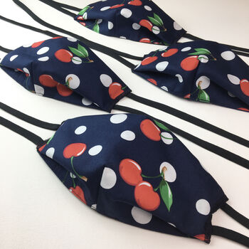 Cherries And Spots Print Reusable Face Mask Four Layers, 5 of 7