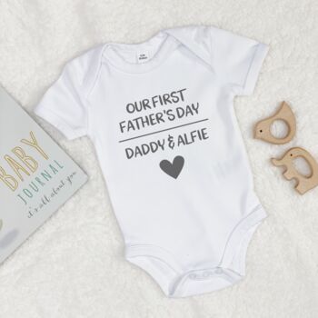 Our First Fathers Day Personalised Babygrow, 3 of 8