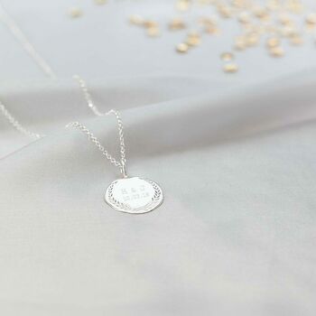 Wreath And Date Disc Personalised Necklace, 3 of 8
