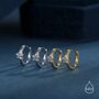 Clear Cz Flower Huggie Hoop Earrings In Sterling Silver, thumbnail 2 of 11
