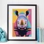 Graphic Rhinoceros Illustration Art Print, thumbnail 1 of 4