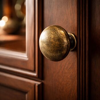 Antique Hammered Brass Round Drawer Knob, 6 of 8