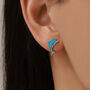 Sterling Silver Dolphin Stud Earrings With Blue Enamel, thumbnail 6 of 11