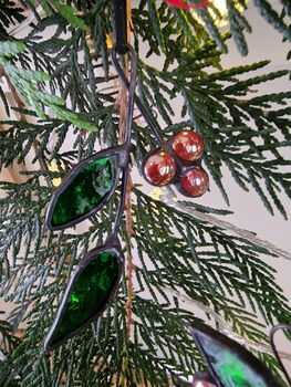 Glass Holly Christmas Ornaments Gifts, 5 of 7