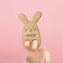 Personalised Easter Wooden Bunny Hugs Finger Puppet, thumbnail 2 of 3