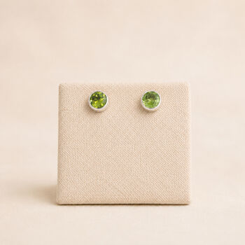 Sterling Silver Peridot Stud Earrings – 5mm, 3 of 8