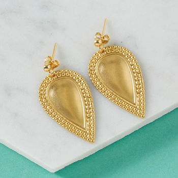 Teardrop Earrings In Gold Plate And Raw Brass, 2 of 8