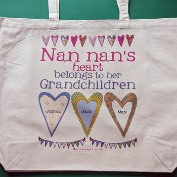 Personalised Grandma's Heart Canvas Bag, 6 of 7