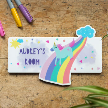 Personalised Girl's Unicorn Bedroom Door Sign Plaque, 8 of 12