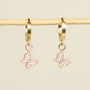 Elegant 18k Gold Plated Matte Butterfly Charm Hoop Earrings, thumbnail 2 of 2