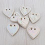 Five Porcelain Mother of Pearl Heart Buttons, thumbnail 1 of 3