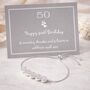 50th Birthday Drawstring Five Heart Bracelet, thumbnail 4 of 8
