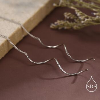 Sterling Silver Swirl Design Ear Threaders, 3 of 11
