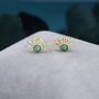 Green Opal Fan Stud Earrings In Sterling Silver, thumbnail 6 of 11