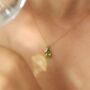 Emerald And Peridot Pear Cut Pendant Necklace In Sterling Silver And Gold Vermeil, thumbnail 9 of 10
