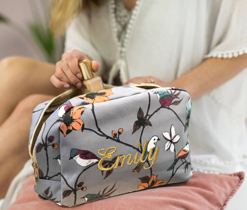 Personalised Tropical Bird Wash Bag In Soft Blue, 1 of 6