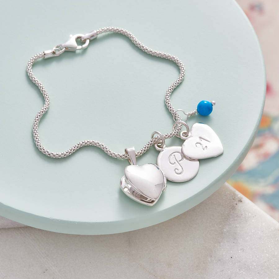 Birthstone Bracelet With Tiny Heart Locket, 1 of 12