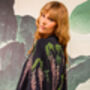 Wisteria And Chrysanthemum Black And Pink Embroidered Long Kimono, thumbnail 5 of 12