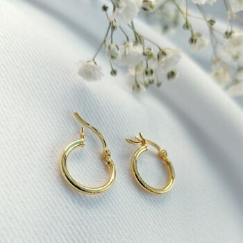 24ct Gold Vermeil Everyday 15mm Hoop Earrings, 2 of 6