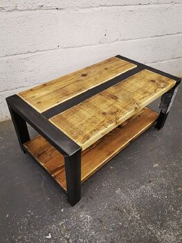 Industrial Reclaimed Coffee Table Tv Stand Shelf 661, 5 of 7