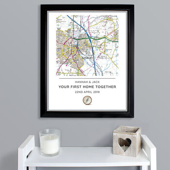 Personalised New Home Map Black Framed Print, 3 of 3