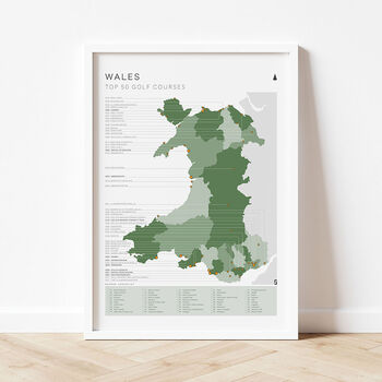 Wales Golf Map And Checklist Top 50 Courses Green, 3 of 4