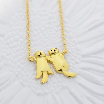 Tiny Otter Holding Hands Necklace, 6 of 11