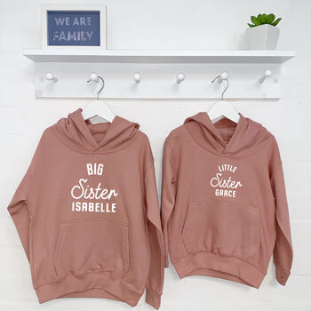 Brother Sister Matching Hoodies Set Pink And Grey, 2 of 3