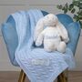 Personalised Blanket And Bashful Bunny In Blue/Cream, thumbnail 2 of 7