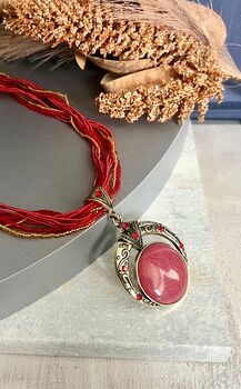 Red Braided Statement Necklace, 4 of 7
