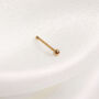 9ct Yellow Gold One.5mm Ball 6mm Barbell Nose Pin Stud, thumbnail 3 of 4