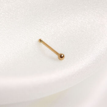 9ct Yellow Gold One.5mm Ball 6mm Barbell Nose Pin Stud, 3 of 4