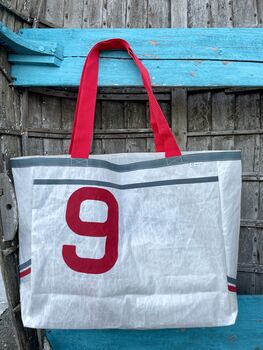 Blooper Large Upcycled Sailcloth Beach Bag, 3 of 5