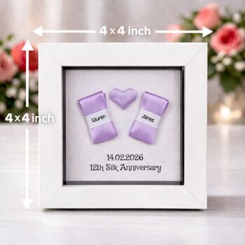 Personalised 12th Silk Anniversary Silk Ribbon Frame Gift, 6 of 11