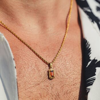 Silver Red Gemstone Pendant Necklace For Men, 4 of 9