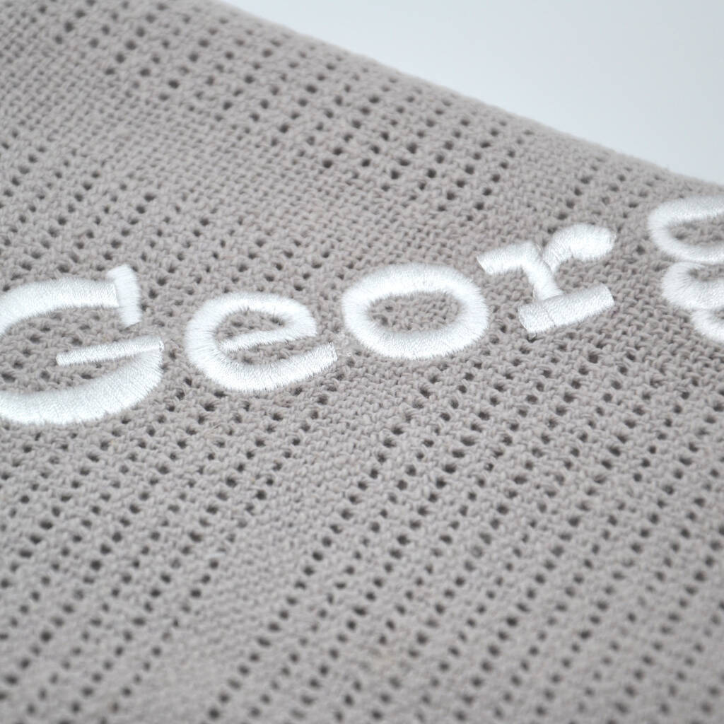 personalised grey cellular blanket by dcaro